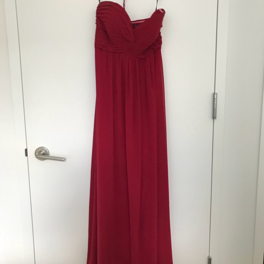 Cranberry Floor Length Chiffon Strapless Dress